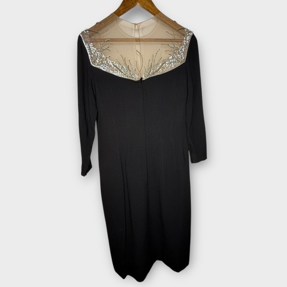 VTG 1950s‎ Mr. Blackwell Black Sequin Beaded Illusion Neck Cocktail Dress Small - Picture 5 of 10